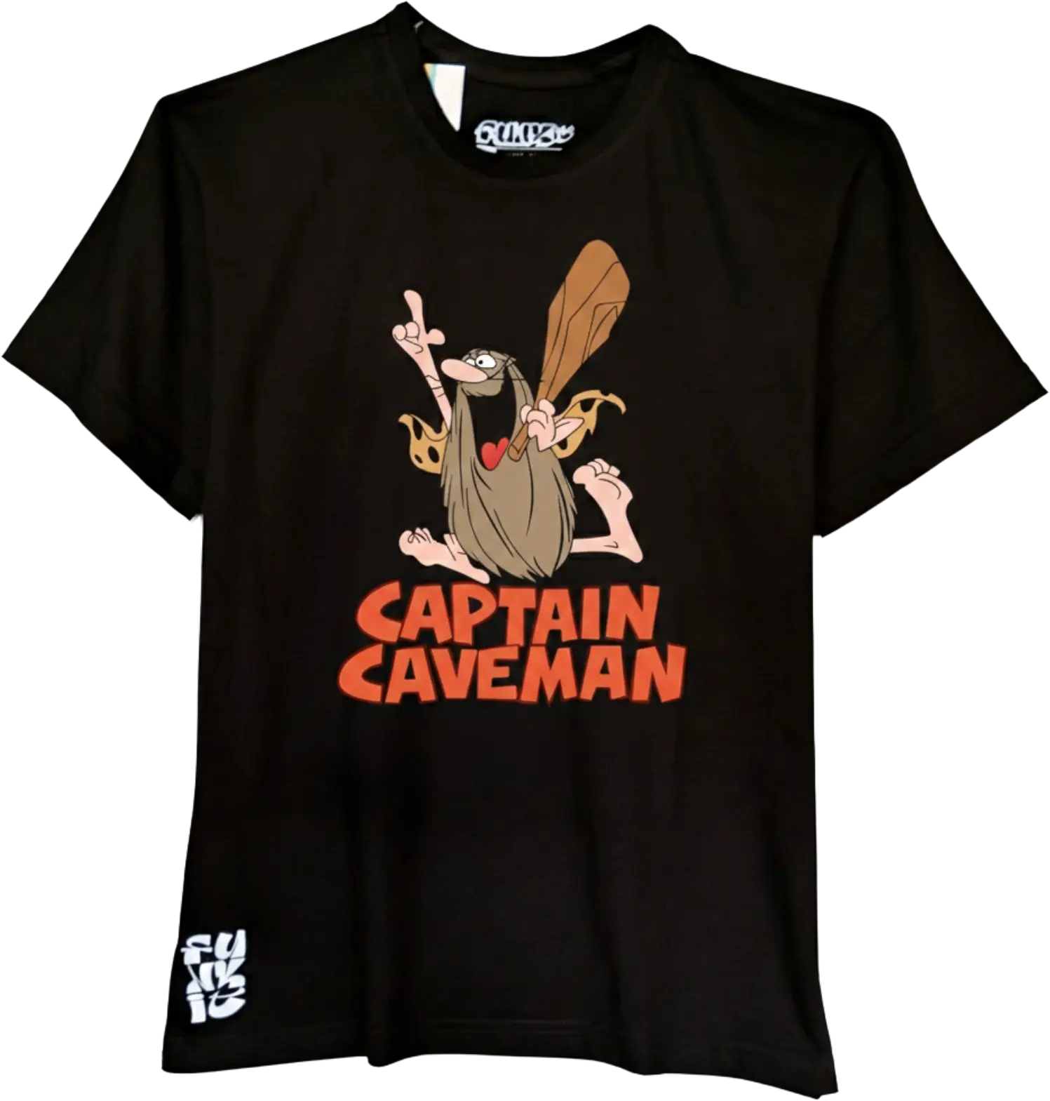 Franela blanca con estampado de Capitán Cavernícola streetwear moda retro fun it Venezuela